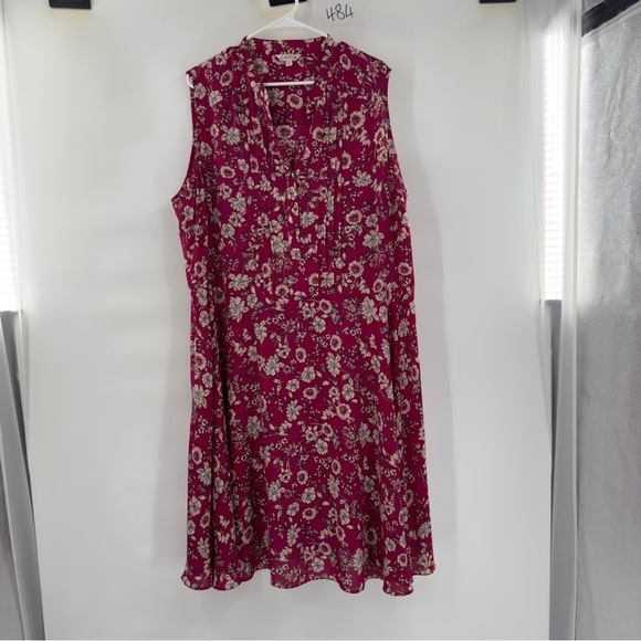 Nanette Lepore floral sleeveless dress maron red size 22W - Picture 1 of 8